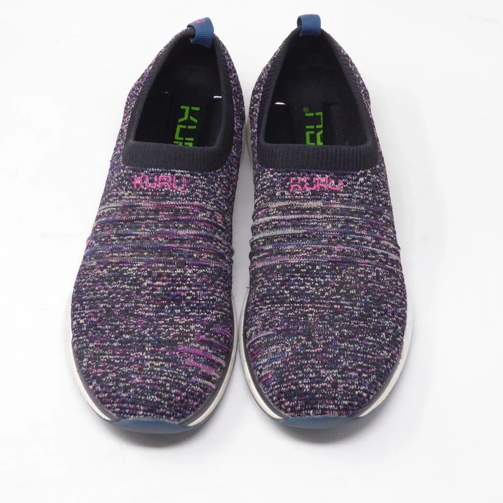 KURU Stride Women Slip On Walking Shoes Purple Multi Color Knit Comfort 9.5